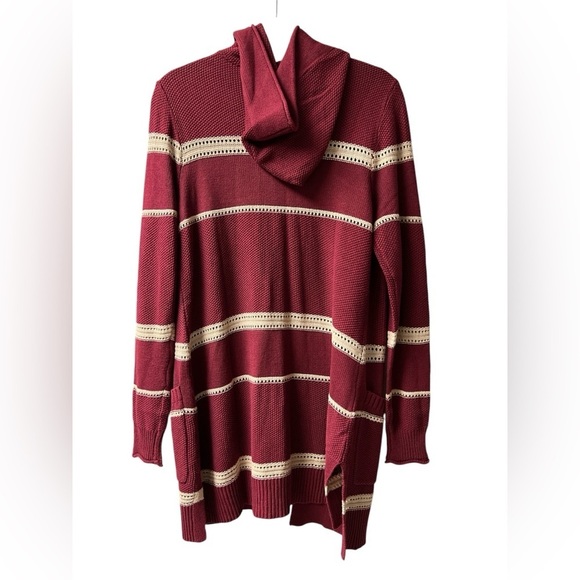 NWT - Lety & Me Burgundy/Ivory Hooded Cardigan - M‎ - Picture 4 of 6
